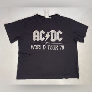 H&M ACDC Highway To Hell Live World Tour 79 Graphic T-shirt Women Medium Gray